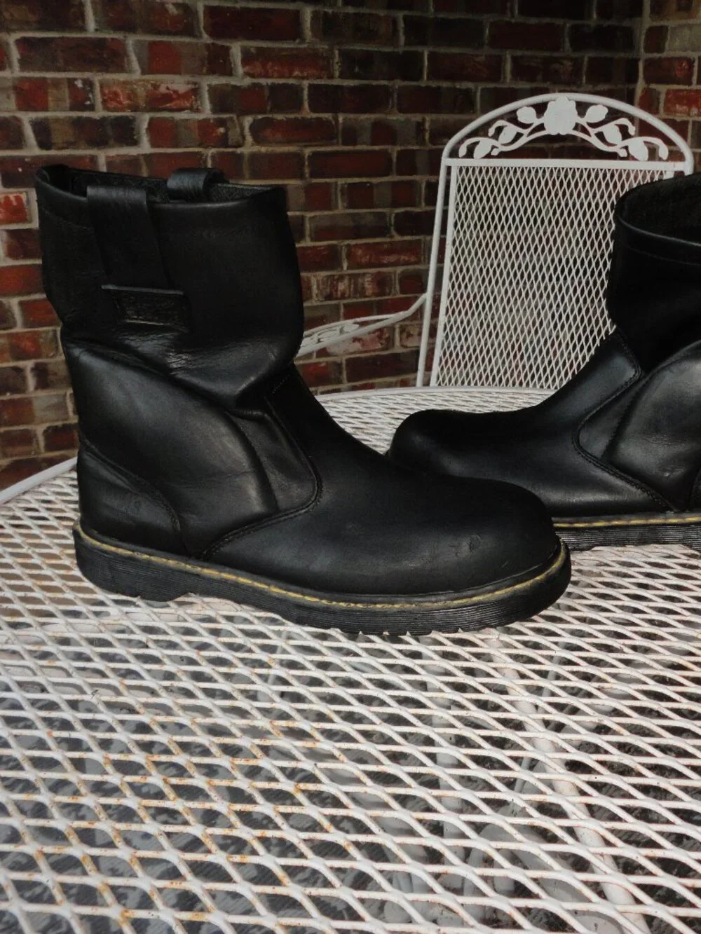 DR MARTENS Black Leather Steel Toe Men's Industrial Work Boots Size 12